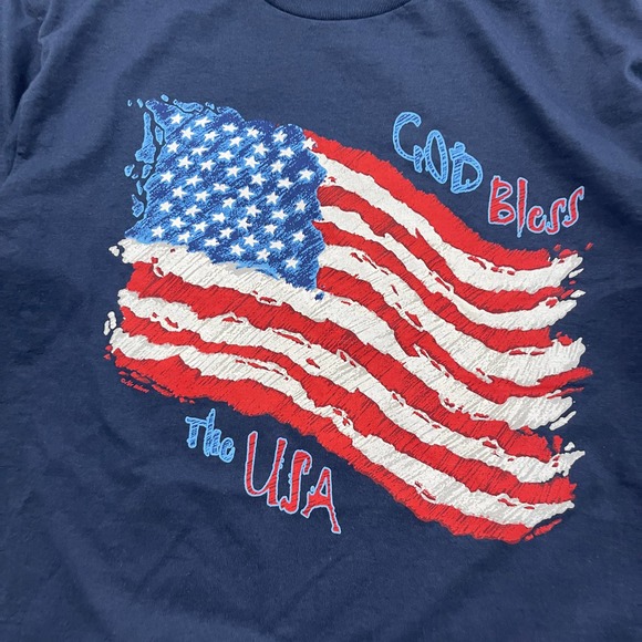 VINTAGE 90s God Bless The USA United States Flag Shirt Size Large L Mens 1990s - Picture 3 of 6